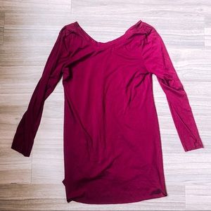 Red Burgundy Casual T-Shirt Dress